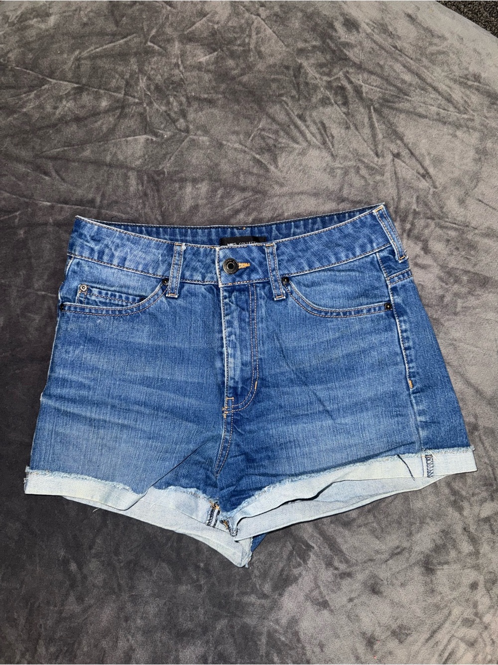 Blue Denim Women's High-Rise Rolled Hem Shorts
